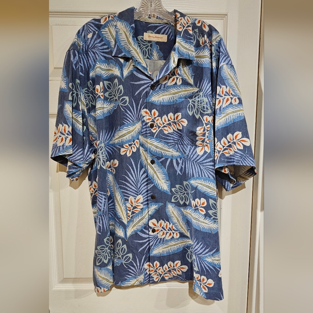 Tommy Bahama Mens Blue Tropical Print Shirt XXL